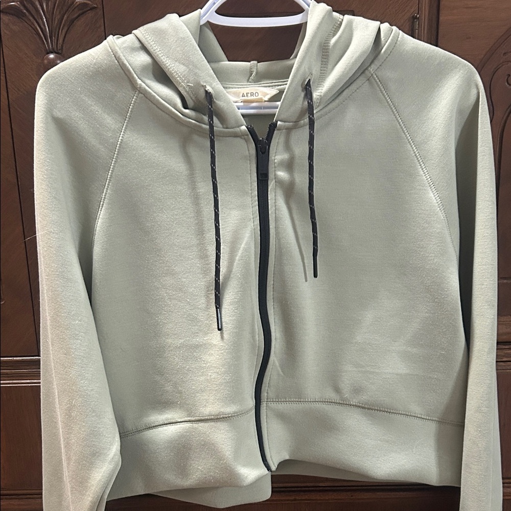 Aeropostale Light Green Hoodie with Black Drawstrings